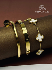 Cartier Nail and love bangle with white clover bracelet