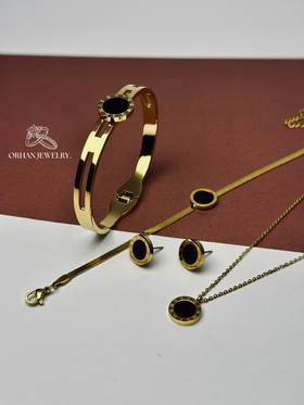 Stainless steel Black Roman jewelry set
