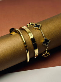 Cartier Nail and love bangle with Black clover bracelet