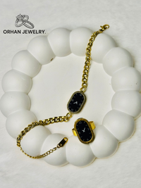 Stainless Steel Watch Bracelet And Watch Ring-
Set of 2