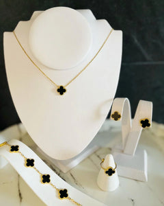 Stainless Steel Black Clover Jewelry set