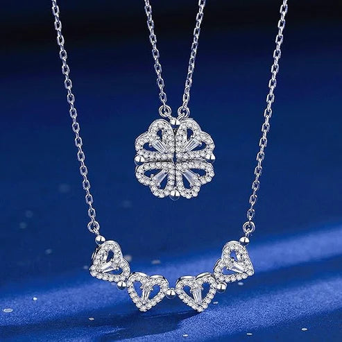 2 in 1 magnetic four leaf clover necklace