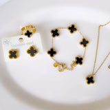 Stainless Steel Black Clover Jewelry set