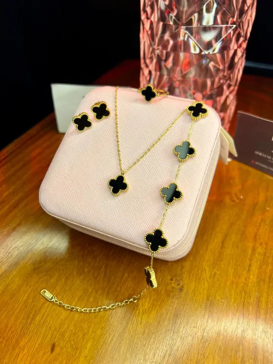 Stainless Steel Black Clover Jewelry set