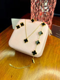 Stainless Steel Black Clover Jewelry set
