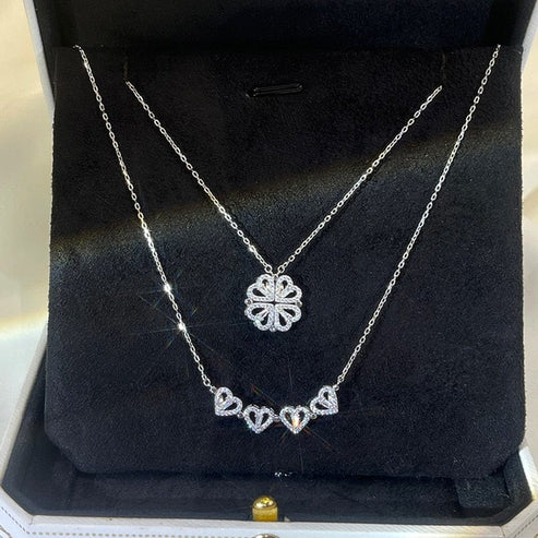 2 in 1 magnetic four leaf clover necklace